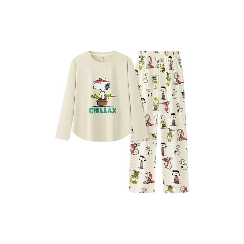 Gongdie x SNOOPY/ Pajama Set Unisex Apricot-0