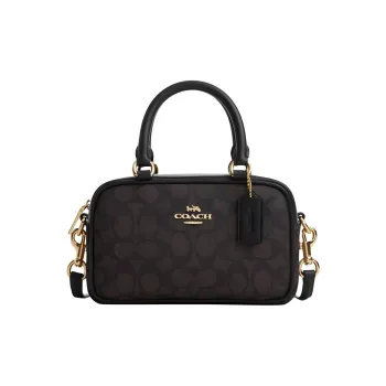 COACH PVC Shoulder Bag Crossbody Bag Handbag Small Size Women's Dark Brown