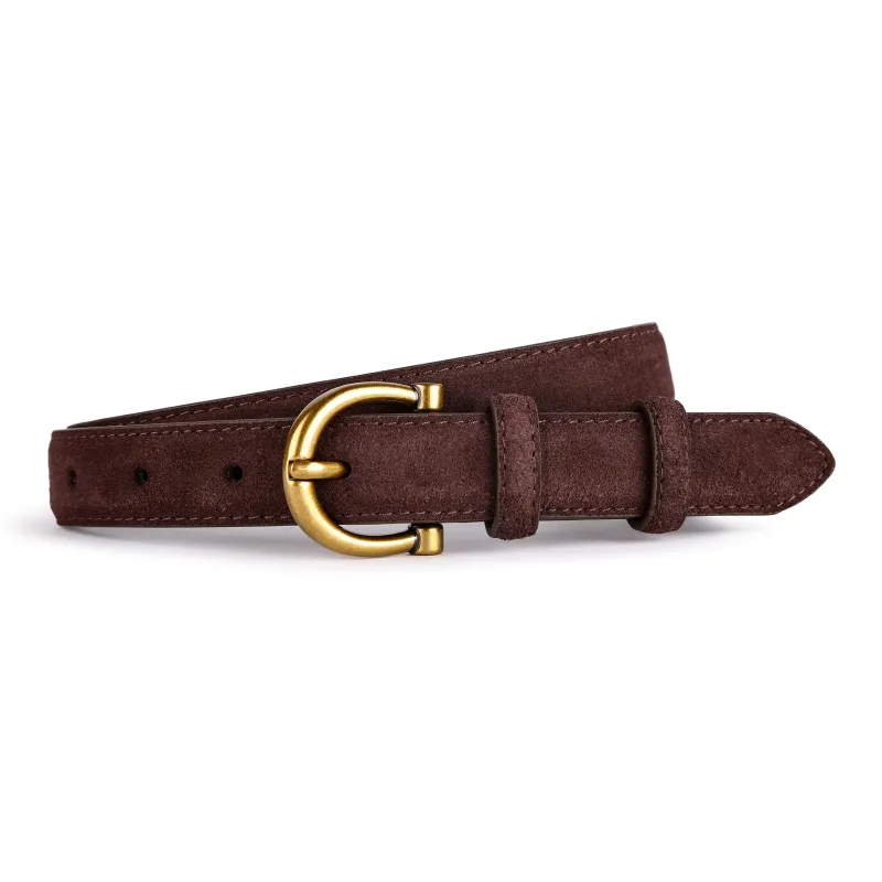 Ace Paul Matte Top Grain Cow Leather Suede Belt Belt Women's Black/Coffee/Khaki/Burgundy 2.8cm-3