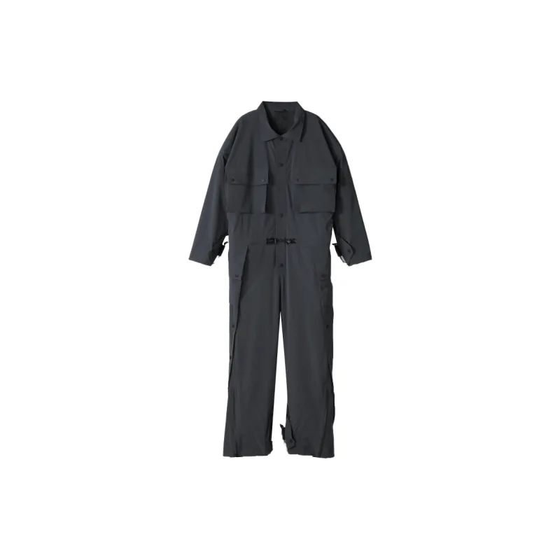 NORVINCY Cinched Waist Long Sleeved One Piece Stretch Workwear Two Piece Set For Fall And Winter Unisex-2