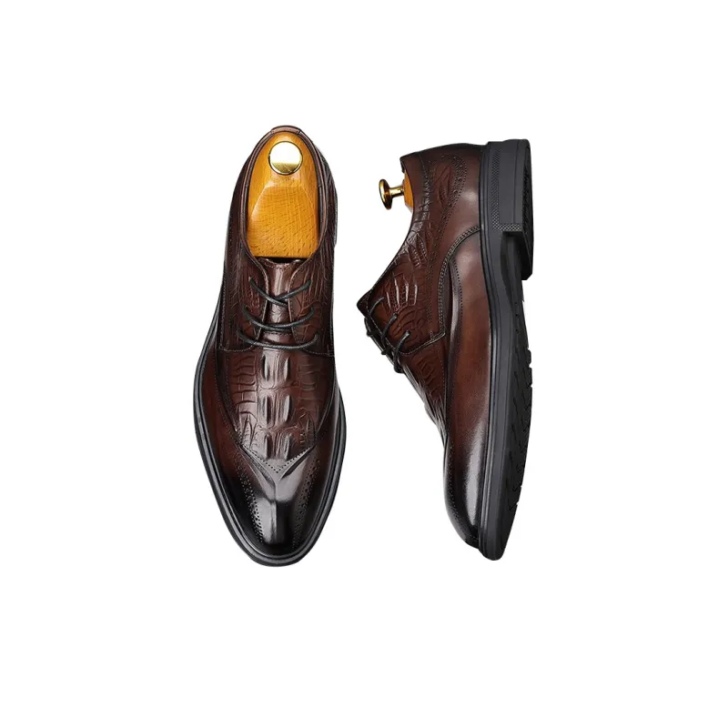 GZZ Dress Shoes Men Low Top Black-6