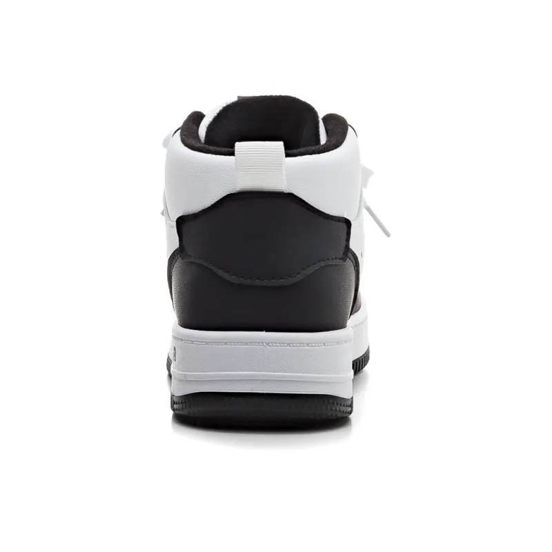 Warrior Warm And Wear Resistant High Top Skateboard Shoes Women's Black White-3