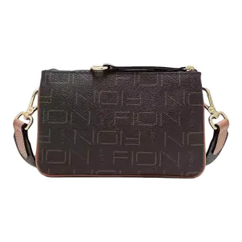 FION Artificial Leather Small Square Bag Shoulder Bag Crossbody Bag Small Size Women's Coffee