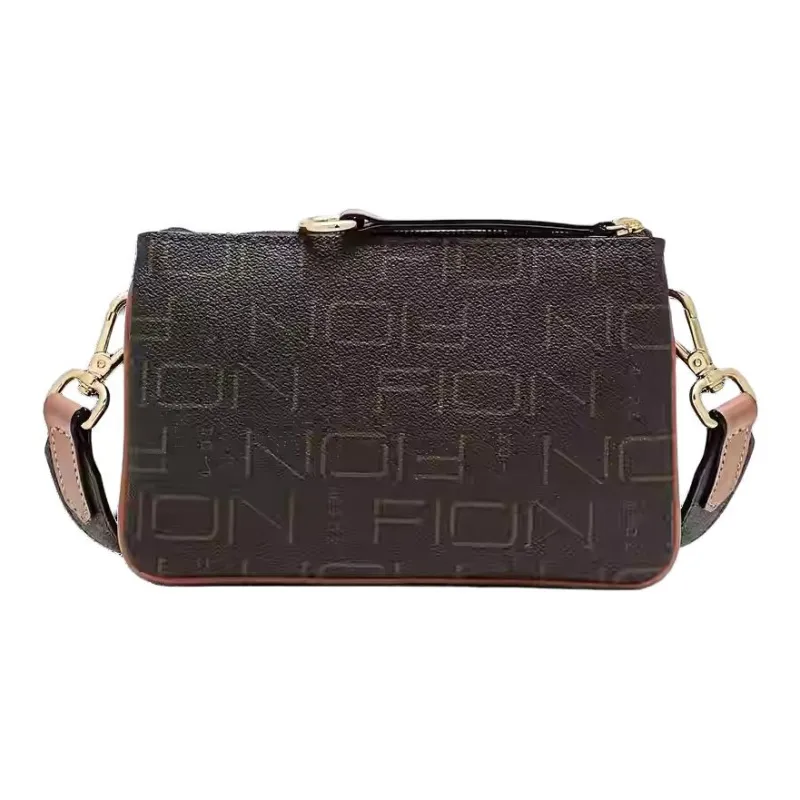 FION Artificial Leather Small Square Bag Shoulder Bag Crossbody Bag Small Size Women's Coffee-0
