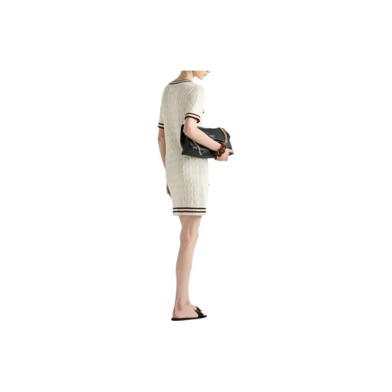 PRADA Round neck Knitted Cotton Mini Dress-2