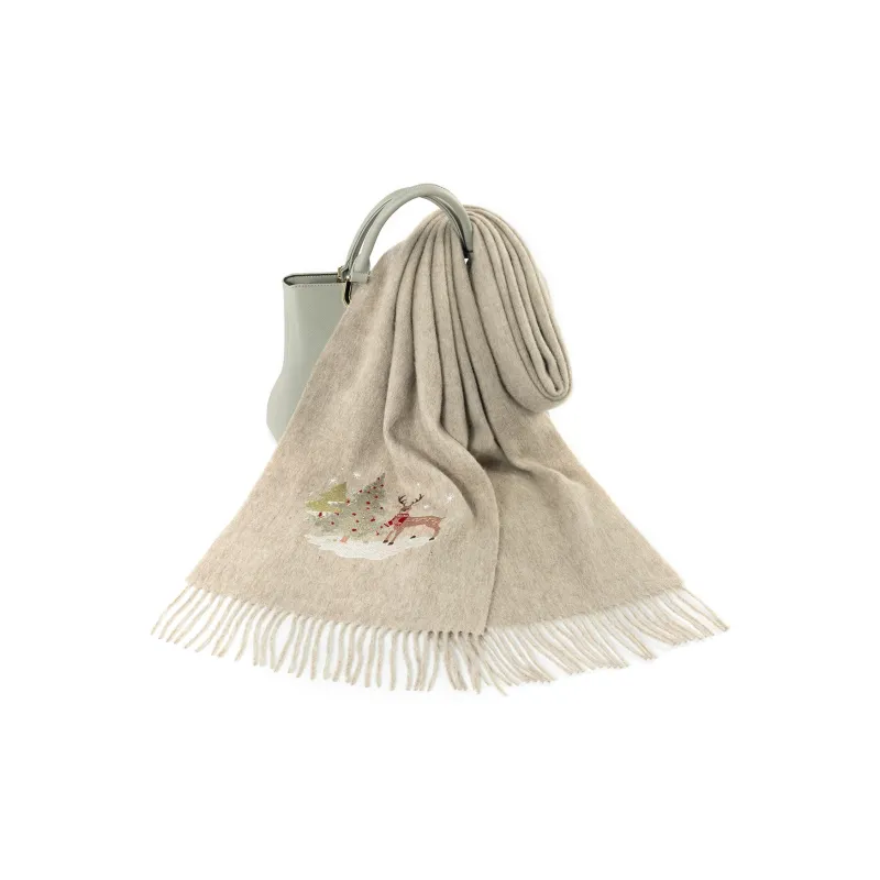 Shanghai Story 100% Sheep Wool Knit Scarves Unisex Peaceful Tree Bell 6 Colors Available-2