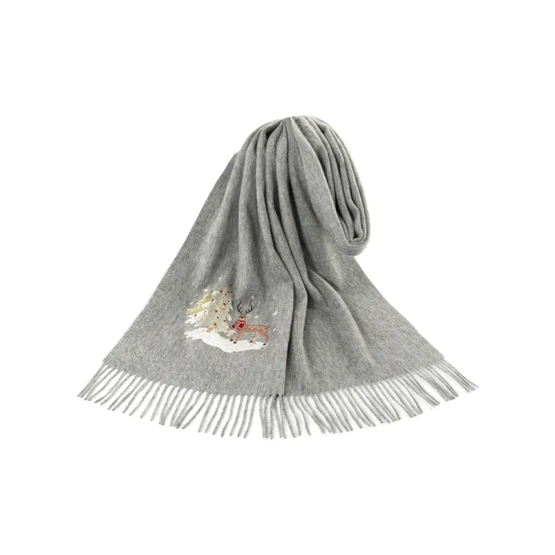 Shanghai Story 100% Sheep Wool Knit Scarves Unisex Peaceful Tree Bell 6 Colors Available-5