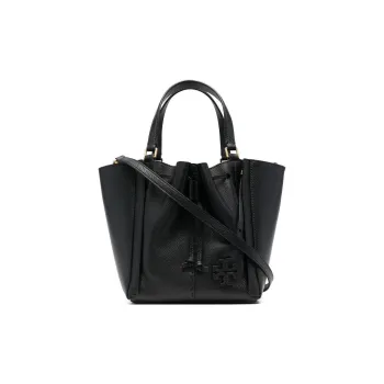 TORY BURCH McGraw Leather Shoulder Bag, Crossbody Bag, Handbag Medium Size Women's Black