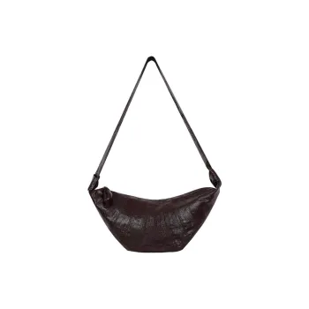 ELF SACK Polyester Croissant Bag, Shoulder Bag, Crossbody Bag Medium Size Women's Shiny Cold Burgundy