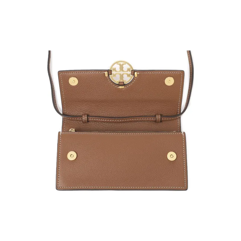 TORY BURCH Miller Litchi Grain Leather Shoulder Bag, Crossbody Bag Regular Women's Light Tea Brown-5