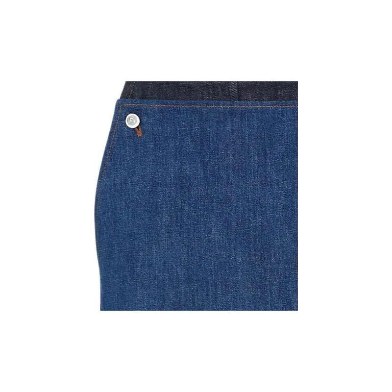 FENDI Denim Panelled Logo Patch Shorts-6