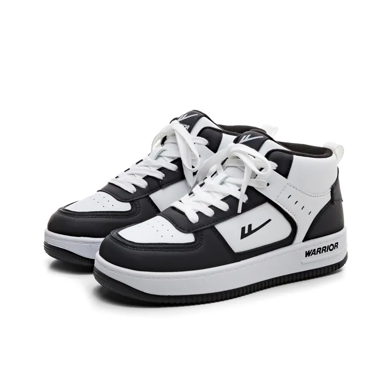 Warrior Warm And Wear Resistant High Top Skateboard Shoes Women's Black White-2