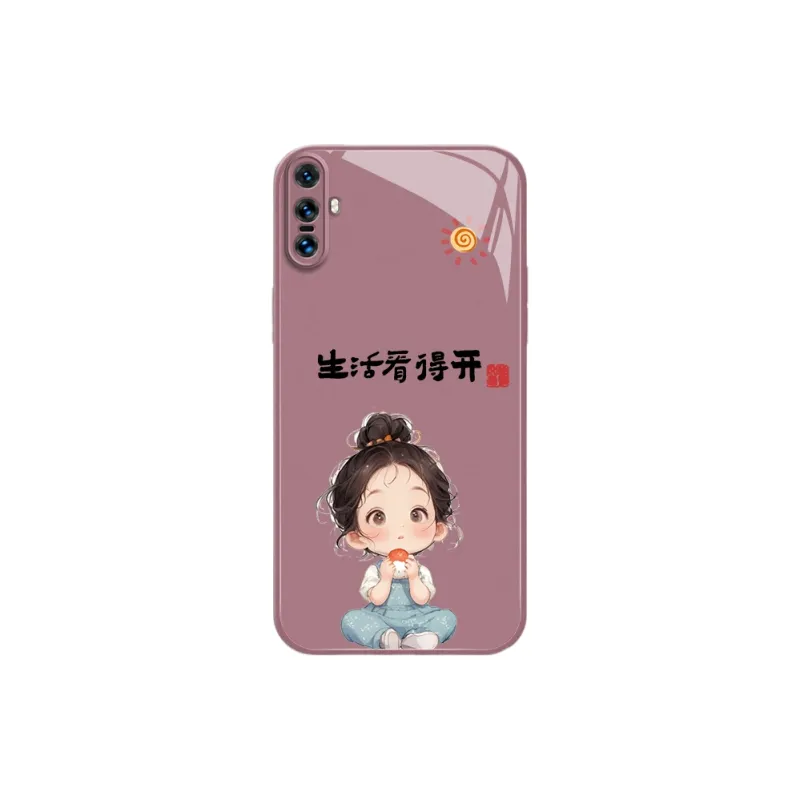 PHILIPS Glass Material Phone Cases Compatibility With Vivo X Collection Lacquered Metal Cartoon Pattern Cute Playful-0