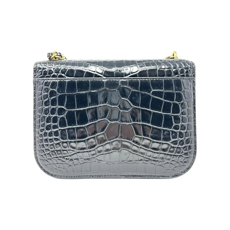 TORY BURCH Britten Crocodile Textured Leather Shoulder Bag, Crossbody Bag Tubas Women's Black-3