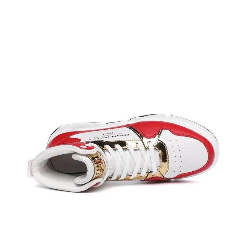 Babinda High-Top Skateboard Shoes Men's White Red-11