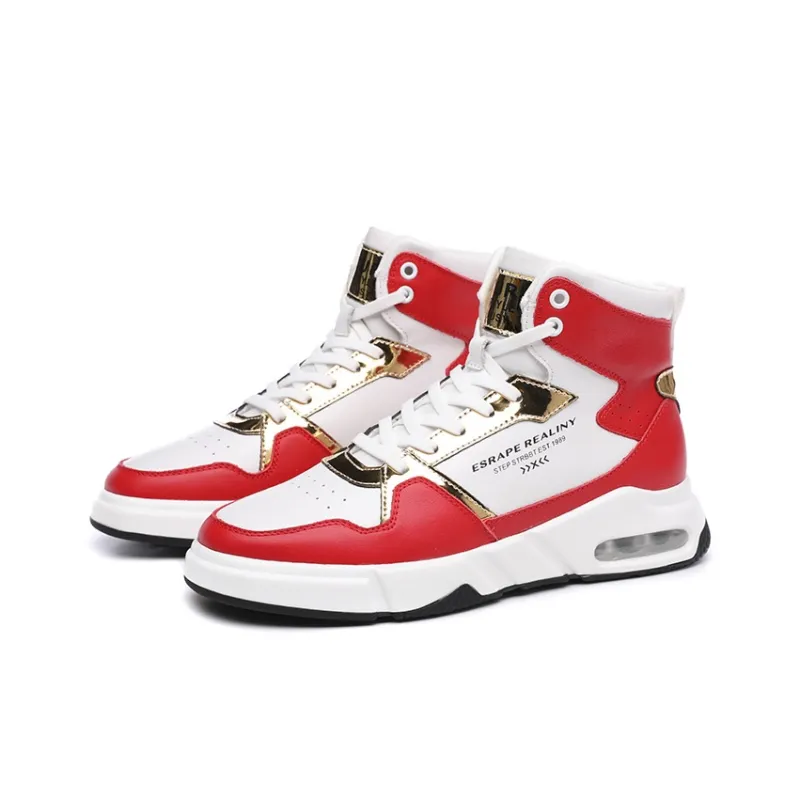 Babinda High-Top Skateboard Shoes Men's White Red-2