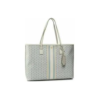TORY BURCH Gemini Link Fabric Tote Bag Shopping Bag Handbag Shoulder Bag Large Size Women's Ecru