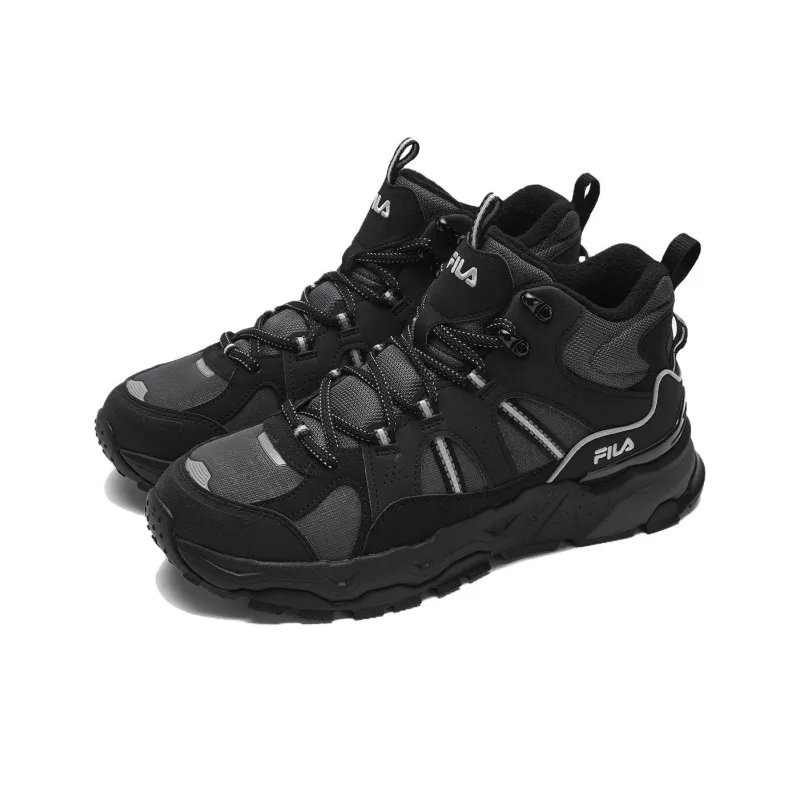 FILA Trek 1S Anti Slip Wear Resistant Mid Top Chunky Sneakers Men's Black-1
