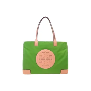 TORY BURCH Ella Fabric Tote Bag Shopping Bag Handbag Medium Size Women's Grass Green