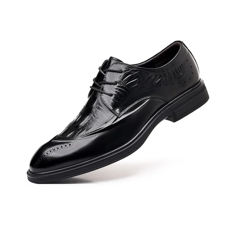 GZZ Dress Shoes Men Low Top Black-1