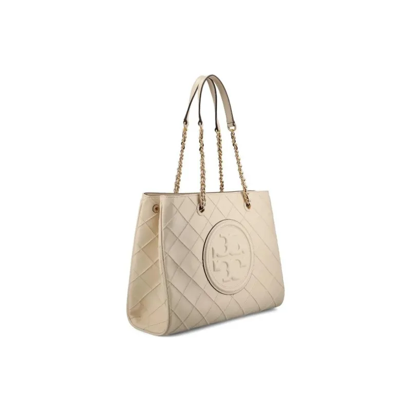 TORY BURCH Fleming Nappa Leather Tote Bag, Shopping Bag, Shoulder Bag, Handbag Women's Cream-2