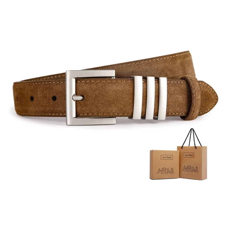 Ace Paul Top Grain Cow Leather Matte Velvet Belt Belt Women's Black/Coffee/Burgundy/Khaki 2.8cm-13