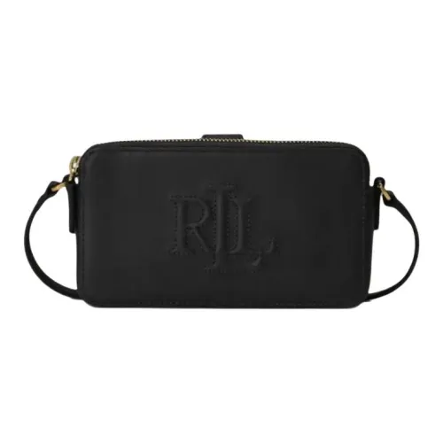 Ralph Lauren Cow Leather Wallets Shoulder Bag Crossbody Bag Medium Size Women's Black