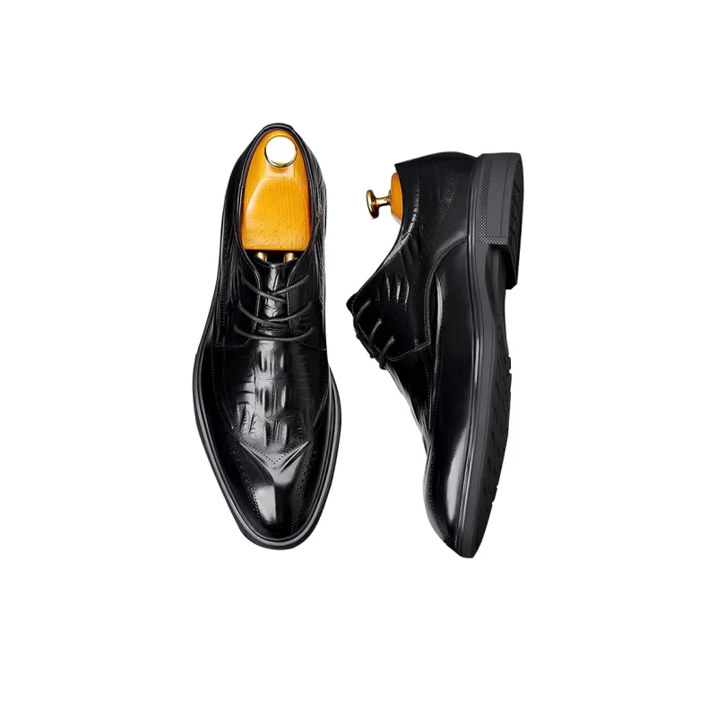 GZZ Dress Shoes Men Low Top Black-3