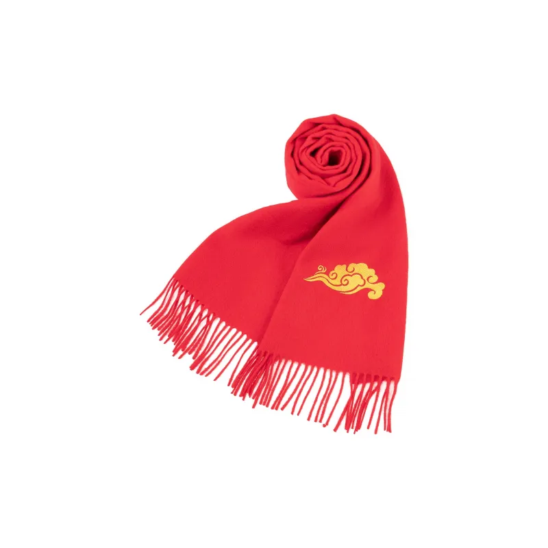 Shanghai Story 100% Sheep Wool Knit Scarves Unisex Embroidery Red 4 Colors-8