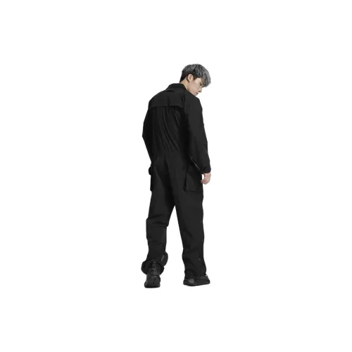 NORVINCY Cinched Waist Long Sleeved One Piece Stretch Workwear Two Piece Set For Fall And Winter Unisex