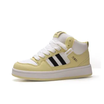 WJA Skateboard Shoes Women's High Top White Light Yellow