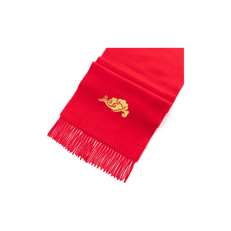 Shanghai Story 100% Sheep Wool Knit Scarves Unisex Embroidery Red 4 Colors-11