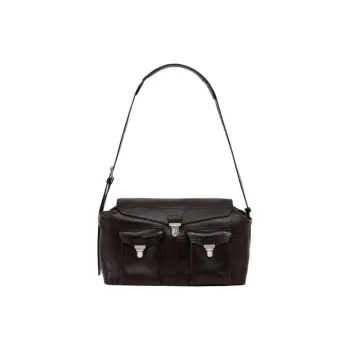 Lemaire Cow Leather Shoulder Bag Crossbody Bag Large Size Women's Dark Coffee