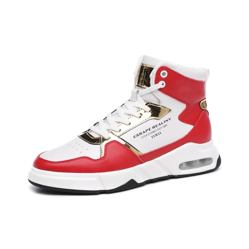 Babinda High-Top Skateboard Shoes Men's White Red-8