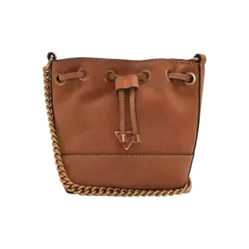 GUESS Cow Split Leather Bucket Bags Crossbody Bag Shoulder Bag Medium Size Women's Brown