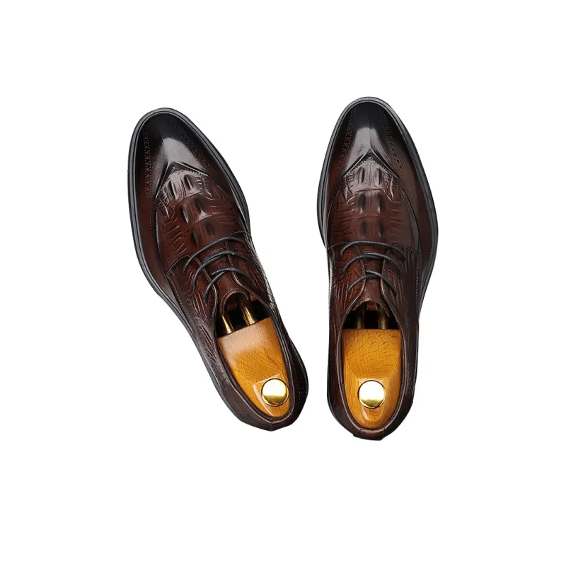 GZZ Dress Shoes Men Low Top Black-8