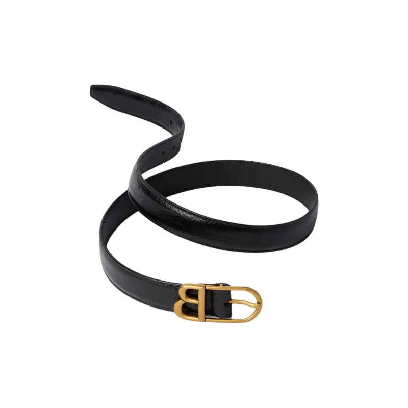 Balenciaga Cow Leather Belts Unisex Black Width 2.5cm-1