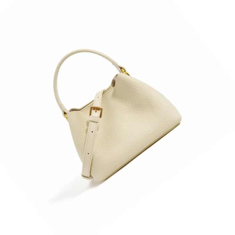 DEERE JACK Cow Leather Bucket Bag Basket Bag Handbag Crossbody Bag Regular Women's Apricot/Milk White/Black-3