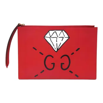 GUCCI Leather Clutch Women's Red