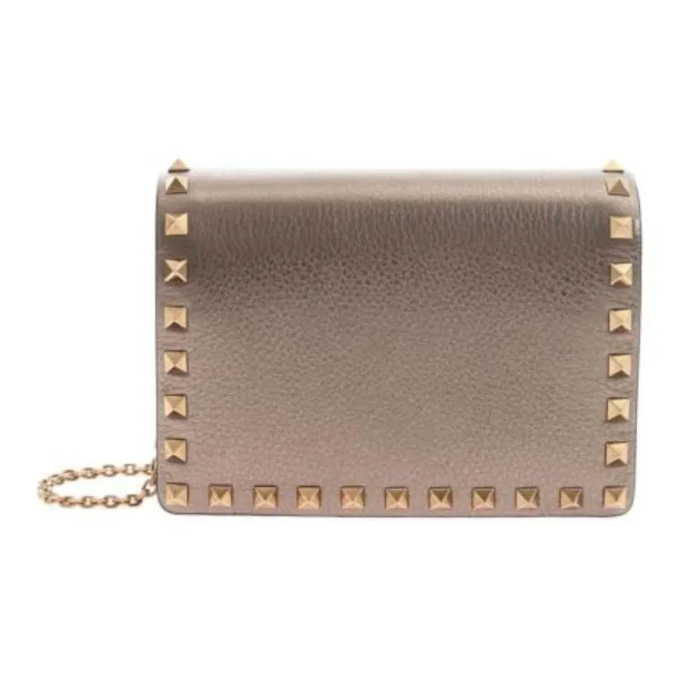Valentino Calfskin Clutches Shoulder Bag Crossbody Bag Women's Dove Gray-1