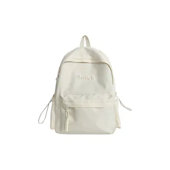 Kaka Tree Oxford Students Backpack Large Size Unisex Ecru/Black
