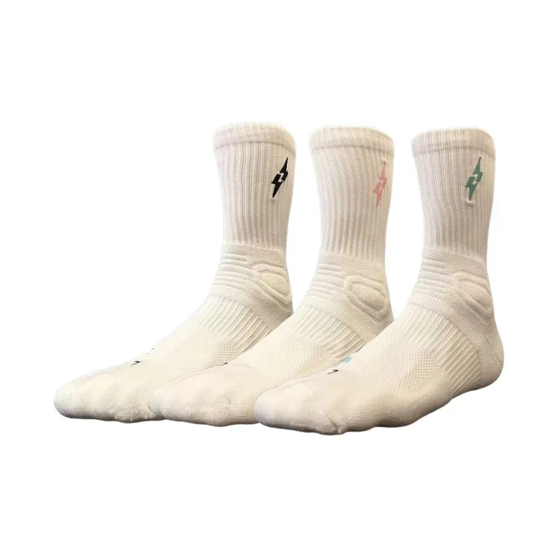 UZPO Basketball Socks Unisex 3 Pack White Black-3