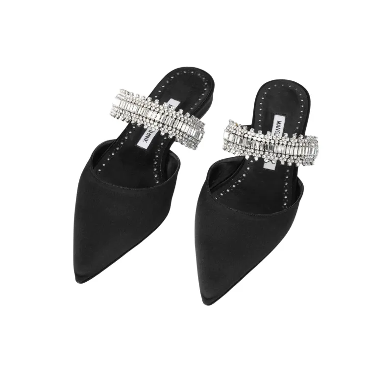 MANOLO BLAHNIK Wrap toe Slippers Women's Black-4