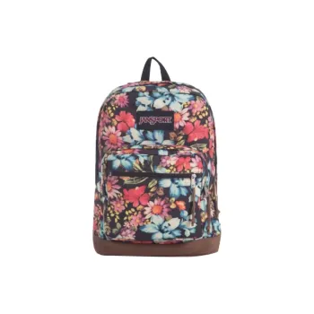 JanSport Canvas Backpack Large Size Unisex Black & Multicolor