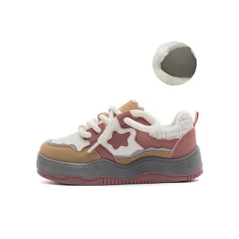 LIANGHUO Warm Anti Slip And Wear Resistant Low Top Skateboard Shoes Women's Brown Pink