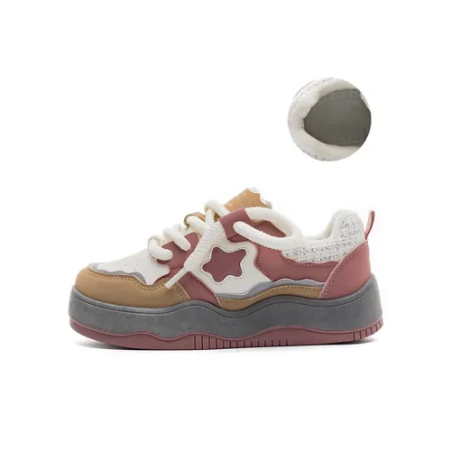 LIANGHUO Warm Anti Slip And Wear Resistant Low Top Skateboard Shoes Women's Brown Pink