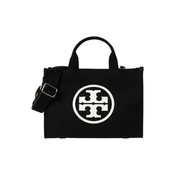 TORY BURCH Ella Canvas Bag, Tote Bag, Shopping Bag, Portable Crossbody Bag, Shoulder Bag Small Size Women's Black