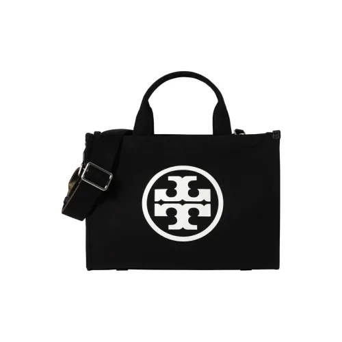 TORY BURCH Ella Canvas Bag, Tote Bag, Shopping Bag, Portable Crossbody Bag, Shoulder Bag Small Size Women's Black