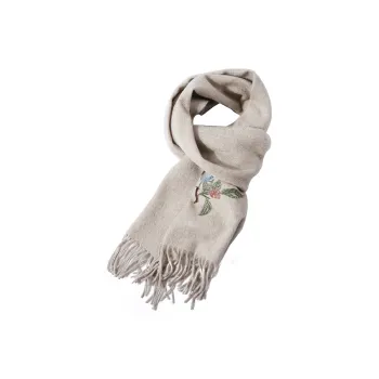 Shanghai Story 100% Sheep Wool Knit Scarves Women's Floral Butterfly Dance