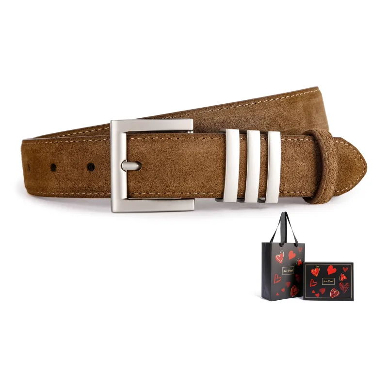 Ace Paul Top Grain Cow Leather Matte Velvet Belt Belt Women's Black/Coffee/Burgundy/Khaki 2.8cm-15